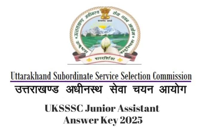 UKSSSC Junior Assistant Answer Key 2025, Response Sheet PDF