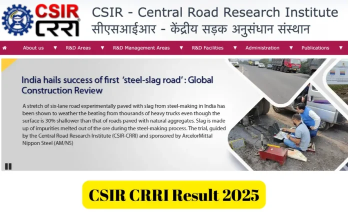 CSIR CRRI Result 2025, JSA & Stenographer Merit List & Cut Off
