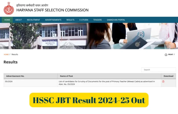 Haryana HSSC JBT Result 2024-25 Out, Written Exam Result PDF Haryana HSSC JBT Result 2024-25 Out, Written Exam Result PDF and Cut Offs