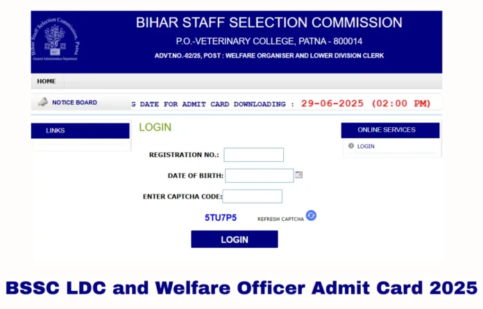 BSSC LDC and Welfare Officer Admit Card 2025 Out, Hall Ticket Link Here