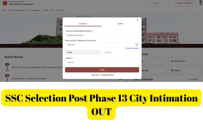 SSC Selection Post Phase 13 City Intimation Slip 2025 Out, Check Exam City & Date
