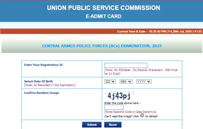 UPSC CAPF AC Admit Card 2025 Out at upsc.gov.in, Hall Ticket Link Here