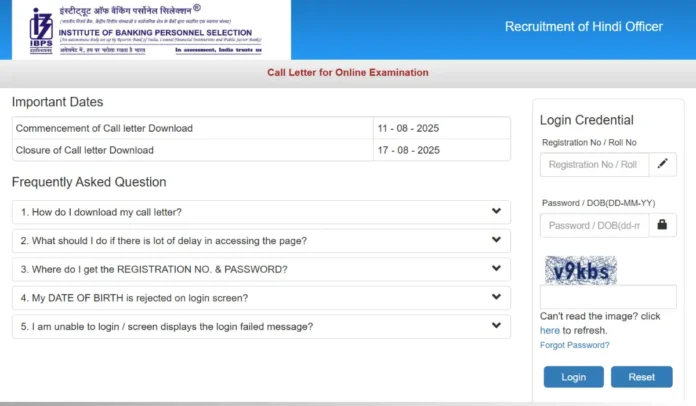 IBPS Hindi Officer Admit Card 2025 Out, Call Letter Download Link