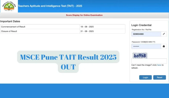 MSCE Pune TAIT Result 2025 Out, Maharashtra TAIT Result and Scorecard Link
