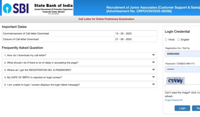 SBI Junior Associate Admit Card 2025 Out @sbi.co.in, Prelims Call Letter Link